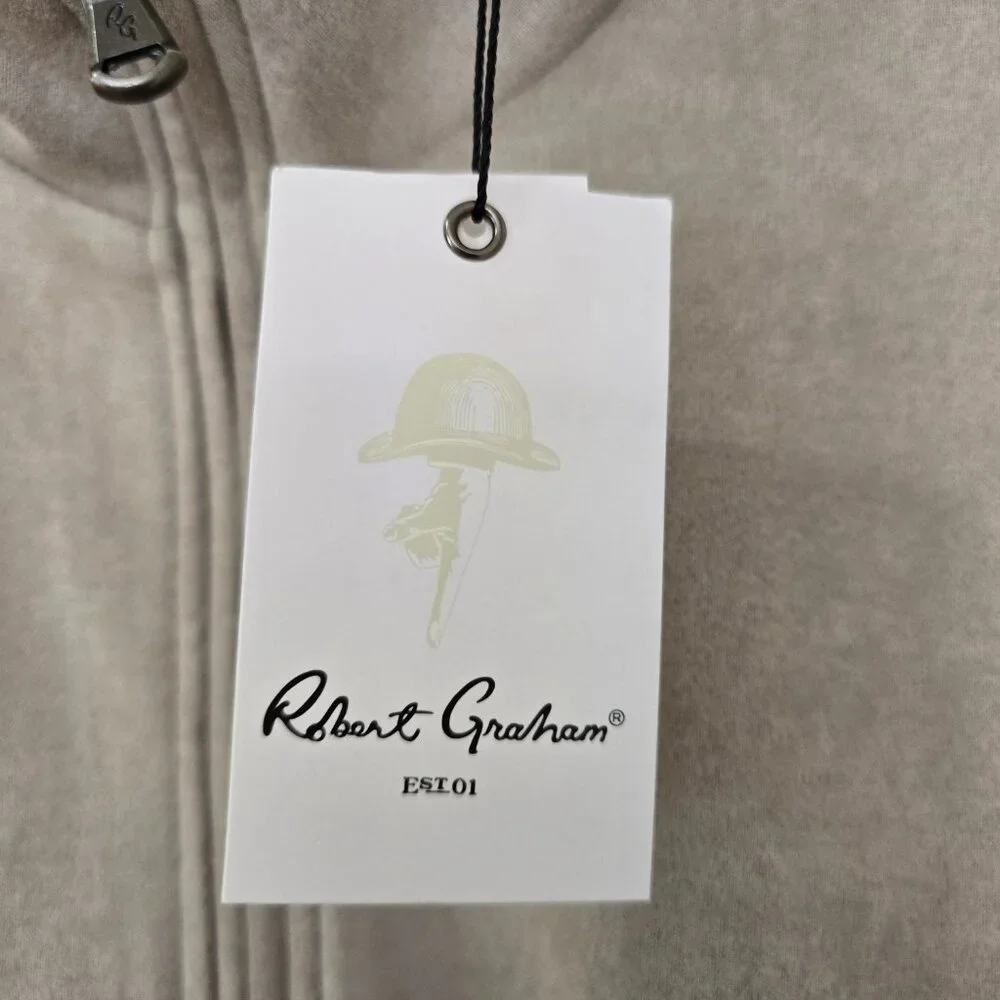 New Robert Graham Vegan Suede Bomber Jacket‎ Zip Front Taupe Large MSRP $248 NWT
